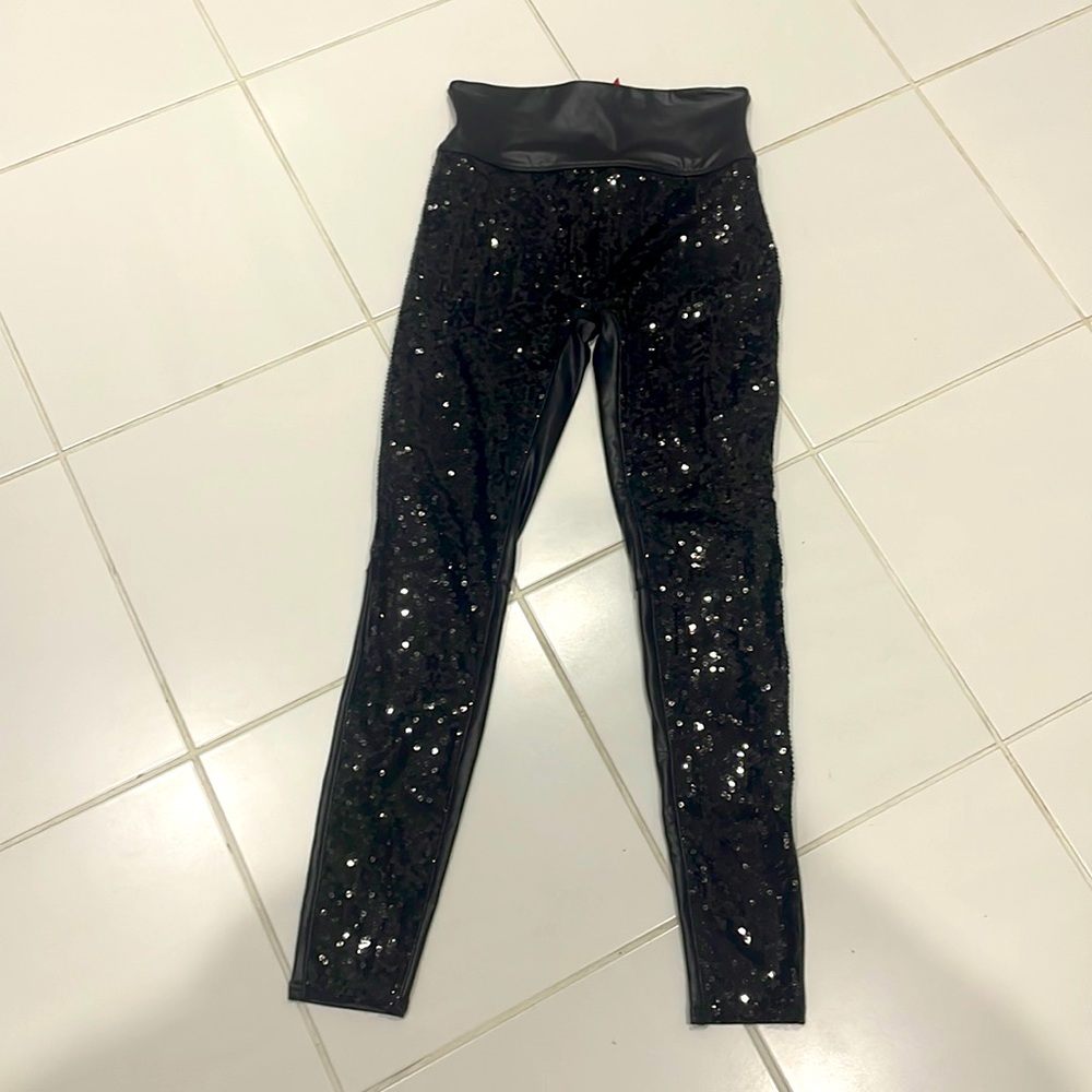 Spanx faux leather sequined leggings